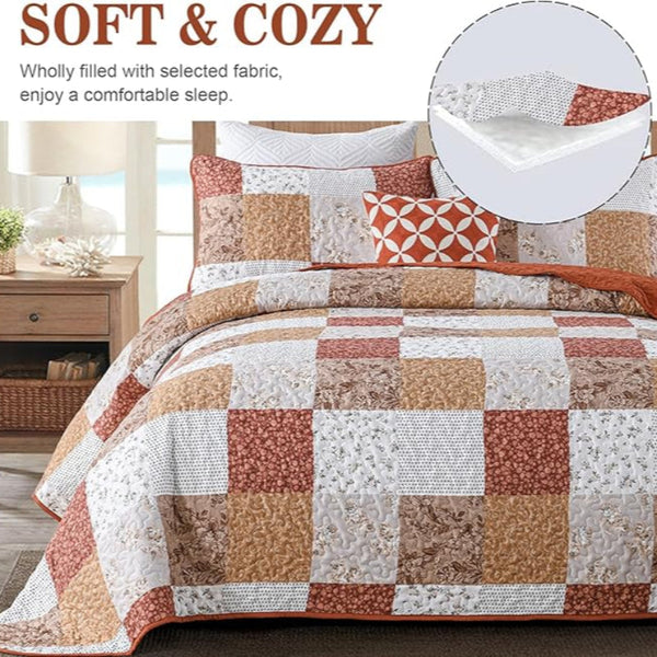 Queen Size Checkered Bedspread Set Vibrant Retro Pattern Quilt Covers