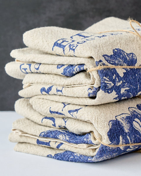 Casa Verde Tea Towel Vintage Linen Cott Petit Jardin Tea Towels & Dishcloths