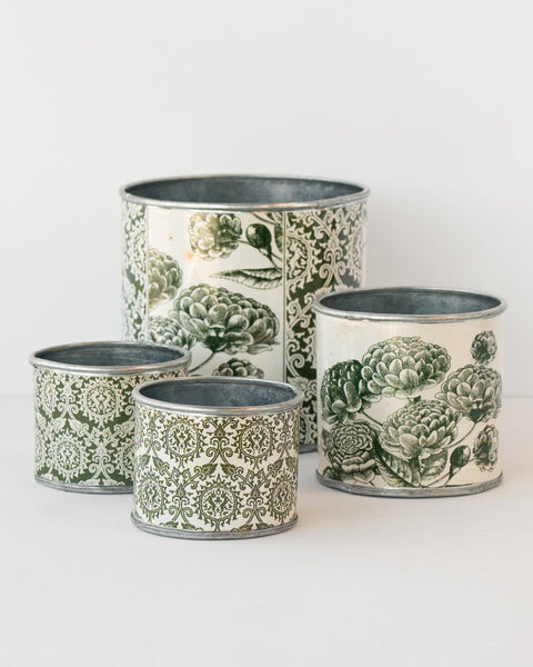Tin Planter Raj Dahlia Set Of 4 Planters & Vases