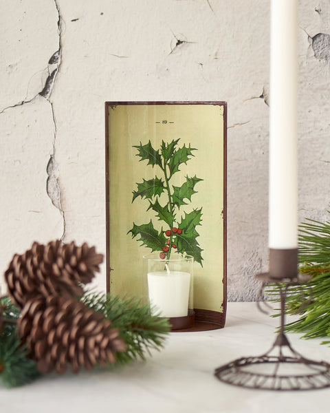 Casa Verde Tin Oval Sconce Holly 21Cm Candle Holders & Accessories