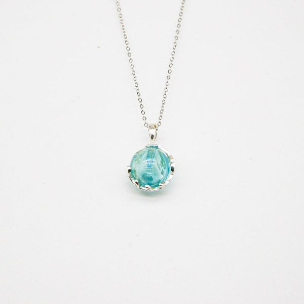 Gift Box Aroma Necklace White Gold Planet Celestial Aqua (Light Blue) + Purify Oil Blend Necklaces & Pendants