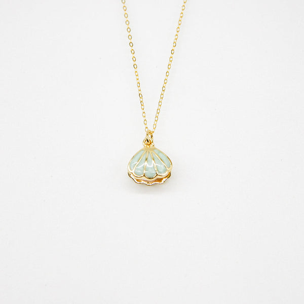 Gift Box Aroma Necklace 925 Silver Gold Coated Green Shell Paradise Peach (Pink) + Purify Oil Blend Necklaces & Pendants