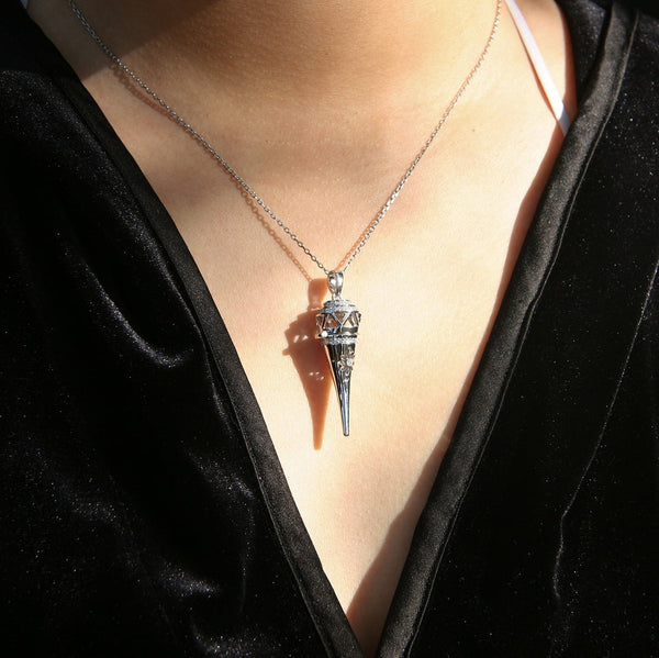 Gift Box Cone White Gold Aroma Necklace + Purify Oil Blend Necklaces & Pendants