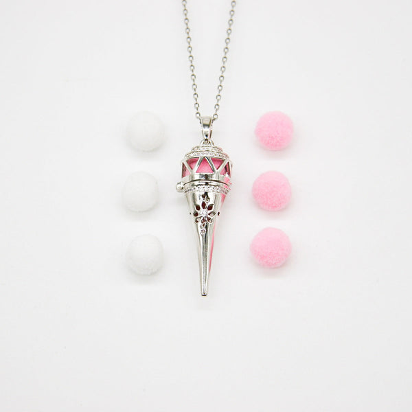 Gift Box Cone White Gold Aroma Necklace + Purify Oil Blend Necklaces & Pendants