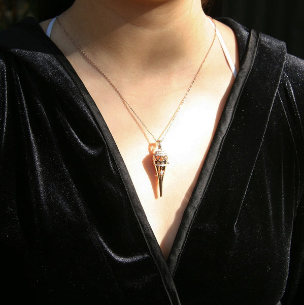 Gift Box Cone Rose Gold Aroma Necklace + Purify Oil Blend Necklaces & Pendants