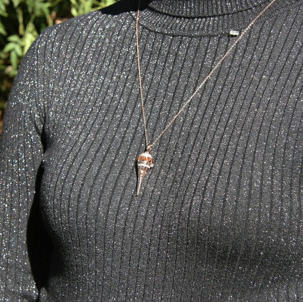 Gift Box Cone Rose Gold Aroma Necklace + Purify Oil Blend Necklaces & Pendants