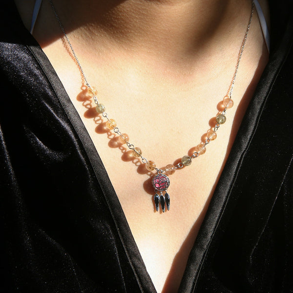 Gift Box Rose White Gold Aroma Necklace + Purify Oil Blend Necklaces & Pendants