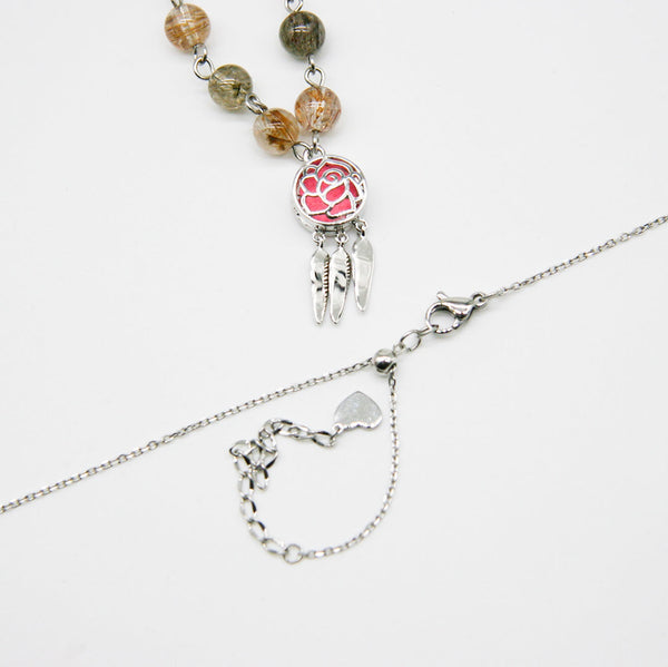 Gift Box Rose White Gold Aroma Necklace + Purify Oil Blend Necklaces & Pendants