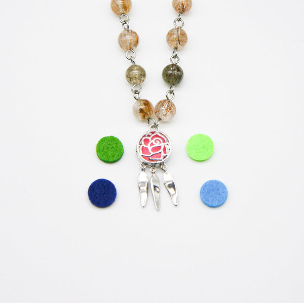 Gift Box Rose White Gold Aroma Necklace + Purify Oil Blend Necklaces & Pendants