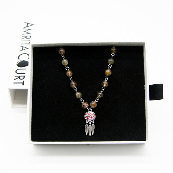 Gift Box Rose White Gold Aroma Necklace + Purify Oil Blend Necklaces & Pendants