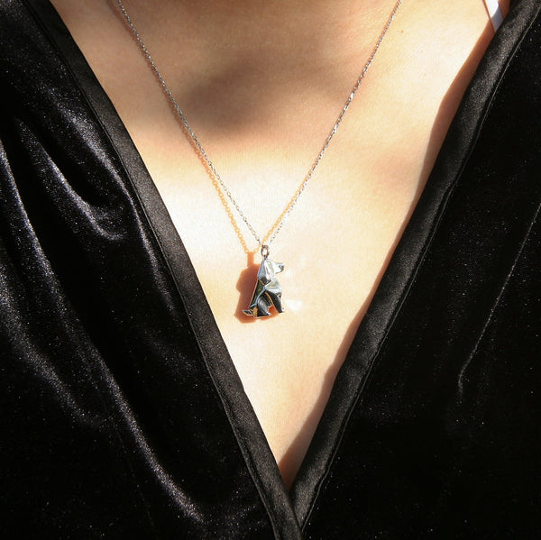 Gift Box Dog White Gold Aroma Necklace + Purify Oil Blend Necklaces & Pendants