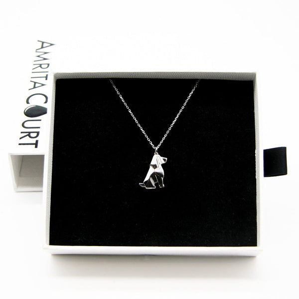 Gift Box Dog White Gold Aroma Necklace + Purify Oil Blend Necklaces & Pendants