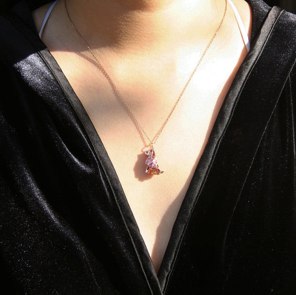 Gift Box Dog Rose Gold Aroma Necklace + Purify Oil Blend Necklaces & Pendants