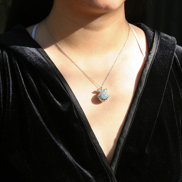 Gift Box Angel Ball White Gold Aroma Necklace + Purify Oil Blend Necklaces & Pendants