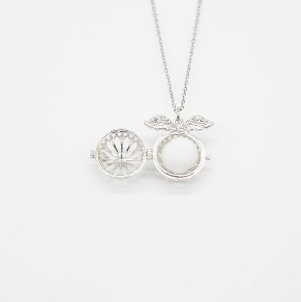 Gift Box Angel Ball White Gold Aroma Necklace + Purify Oil Blend Necklaces & Pendants