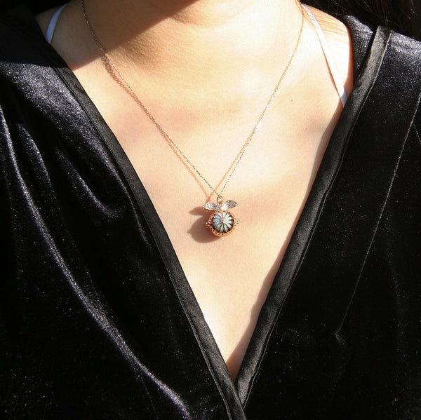 Gift Box Angel Ball Rose Gold Aroma Necklace + Purify Oil Blend Necklaces & Pendants