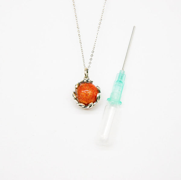 Gift Box Aroma Necklace White Gold Planet Solstice Sunburst (Fire Red) + Purify Oil Blend Necklaces & Pendants