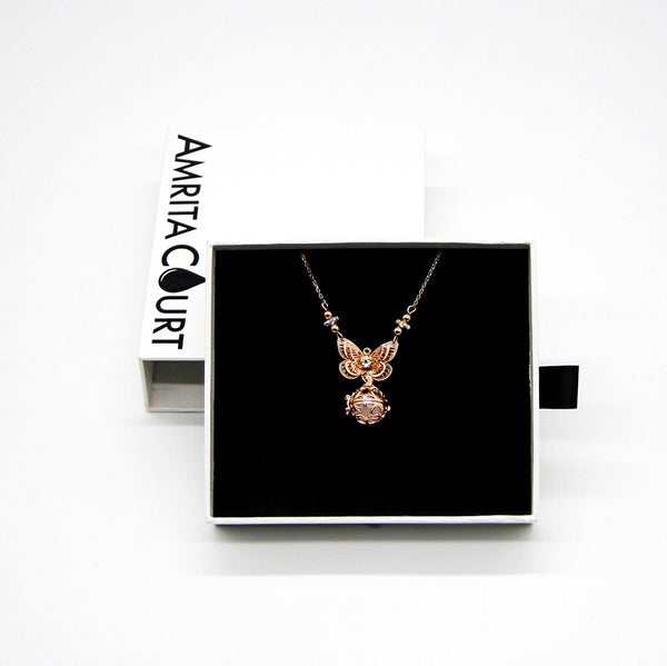 Gift Box Butterfly Rose Gold Aroma Necklace + Purify Oil Blend Necklaces & Pendants