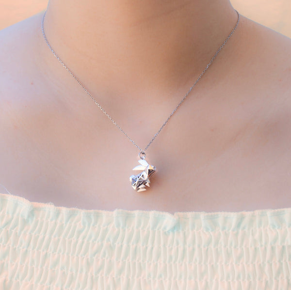 Gift Box Rabbit White Gold Aroma Necklace + Purify Oil Blend Necklaces & Pendants