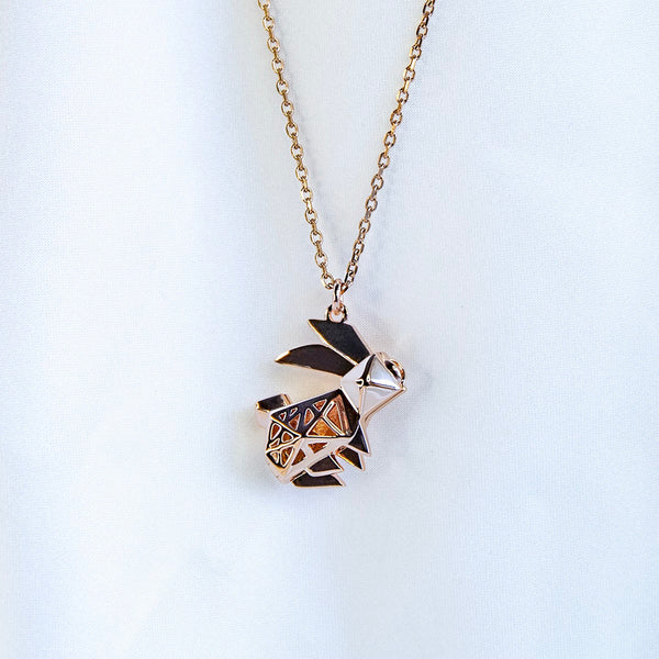 Gift Box Rabbit Rose Gold Aroma Necklace + Purify Oil Blend Necklaces & Pendants