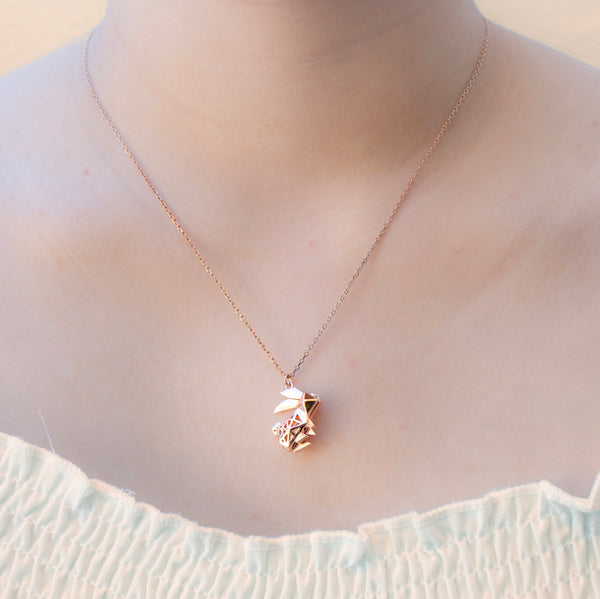Gift Box Rabbit Rose Gold Aroma Necklace + Purify Oil Blend Necklaces & Pendants