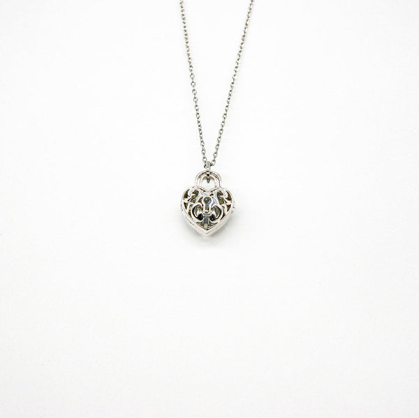 Gift Box Heart Lock White Gold Aroma Necklace + Purify Oil Blend Necklaces & Pendants
