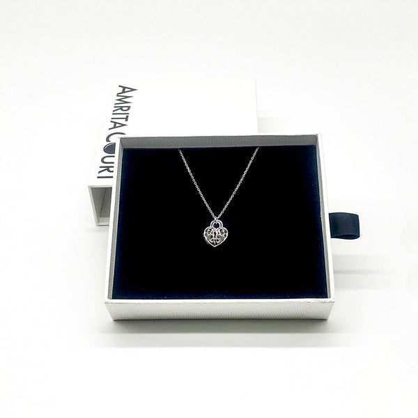 Gift Box Heart Lock White Gold Aroma Necklace + Purify Oil Blend Necklaces & Pendants
