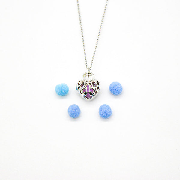 Gift Box Heart Lock White Gold Aroma Necklace + Purify Oil Blend Necklaces & Pendants