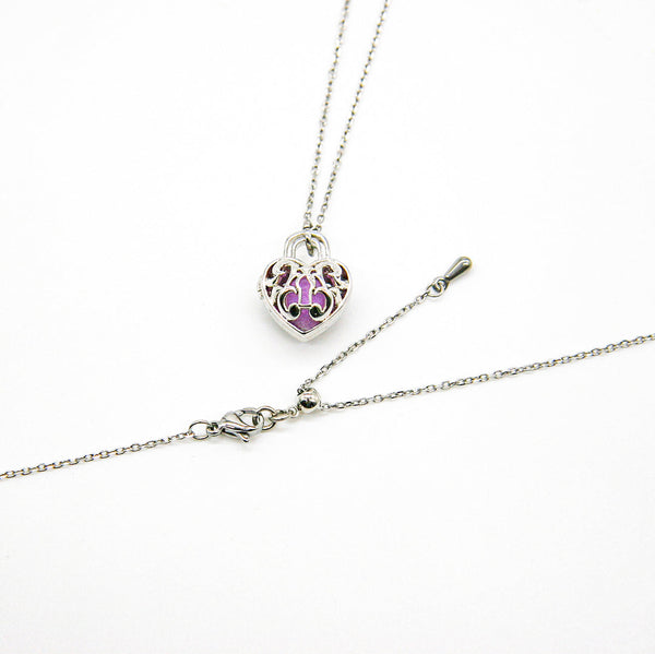Gift Box Heart Lock White Gold Aroma Necklace + Purify Oil Blend Necklaces & Pendants
