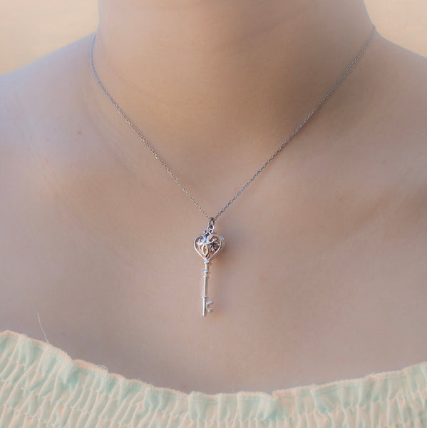 Gift Box Key White Gold Aroma Necklace + Purify Oil Blend Necklaces & Pendants