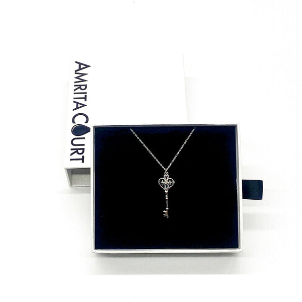 Gift Box Key White Gold Aroma Necklace + Purify Oil Blend Necklaces & Pendants