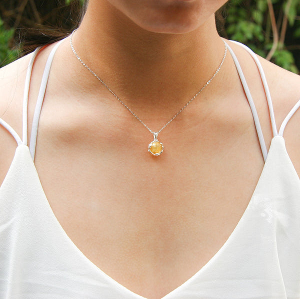 Gift Box Aroma Necklace White Gold Planet Jovian (Golden Yellow) + Purify Oil Blend Necklaces & Pendants
