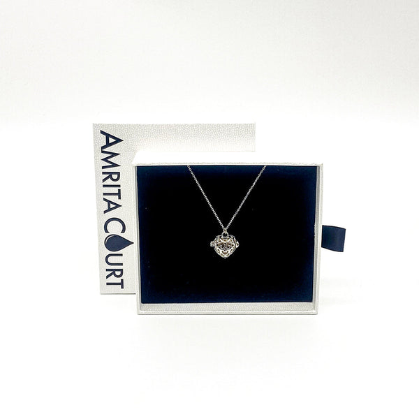 Gift Box Love Heart White Gold Aroma Necklace + Purify Oil Blend Necklaces & Pendants