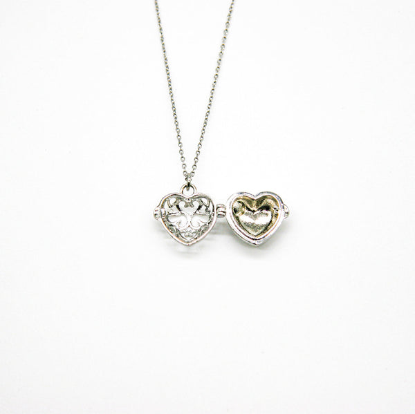 Gift Box Love Heart White Gold Aroma Necklace + Purify Oil Blend Necklaces & Pendants