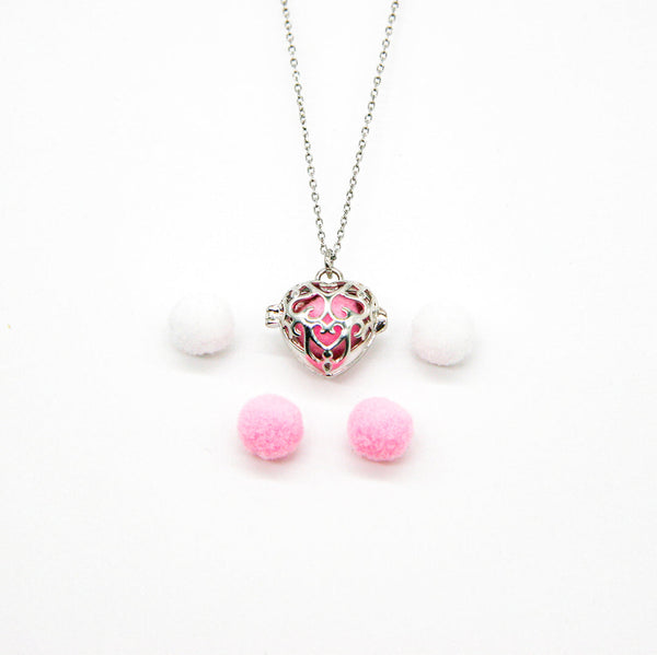 Gift Box Love Heart White Gold Aroma Necklace + Purify Oil Blend Necklaces & Pendants