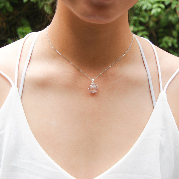 Gift Box Aroma Necklace White Gold Planet Lunar Lavender (Lanvender Purple) + Purify Oil Blend Necklaces & Pendants