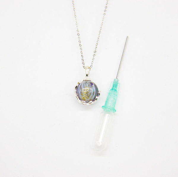 Gift Box Aroma Necklace White Gold Planet Lunar Lavender (Lanvender Purple) + Purify Oil Blend Necklaces & Pendants
