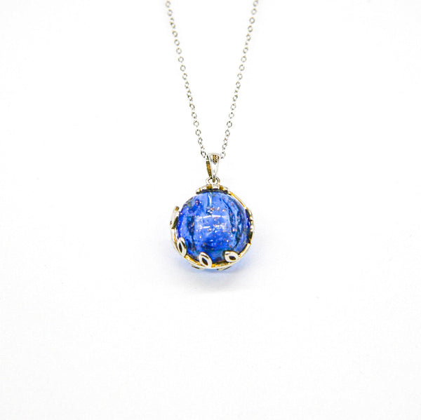 Gift Box Aroma Necklace White Gold Planet Celestial Sapphire (Blue) + Purify Oil Blend Necklaces & Pendants