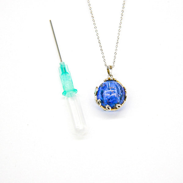 Gift Box Aroma Necklace White Gold Planet Celestial Sapphire (Blue) + Purify Oil Blend Necklaces & Pendants