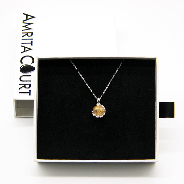 Gift Box Aroma Necklace White Gold Planet Nebula Nova (Pink) + Purify Oil Blend Necklaces & Pendants