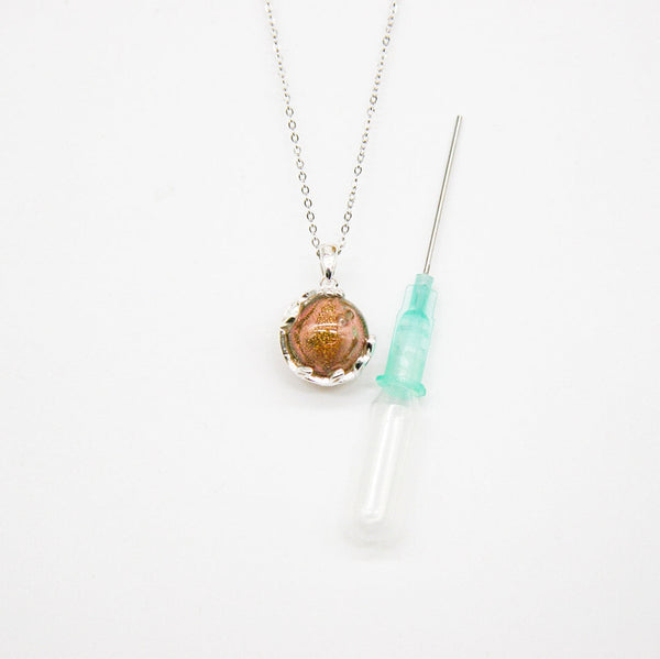 Gift Box Aroma Necklace White Gold Planet Plutonian Amethyst (Golden Purple) + Purify Oil Blend Necklaces & Pendants