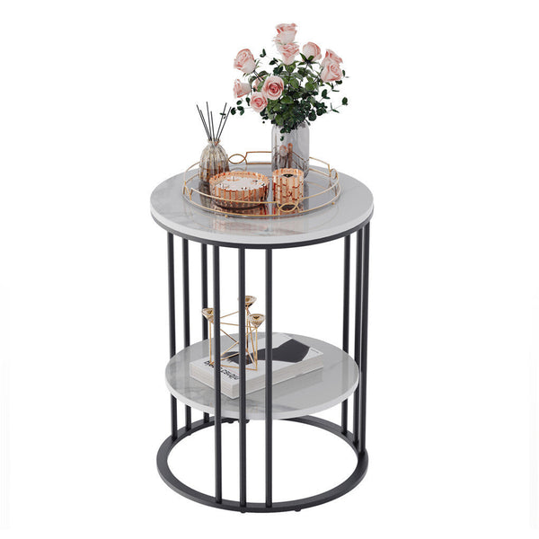 Solid Marble Sofa Side Coffee Table Bedside Storage Display Plant Stand Coffee Tables