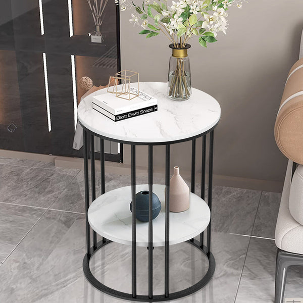 Solid Marble Sofa Side Coffee Table Bedside Storage Display Plant Stand Coffee Tables