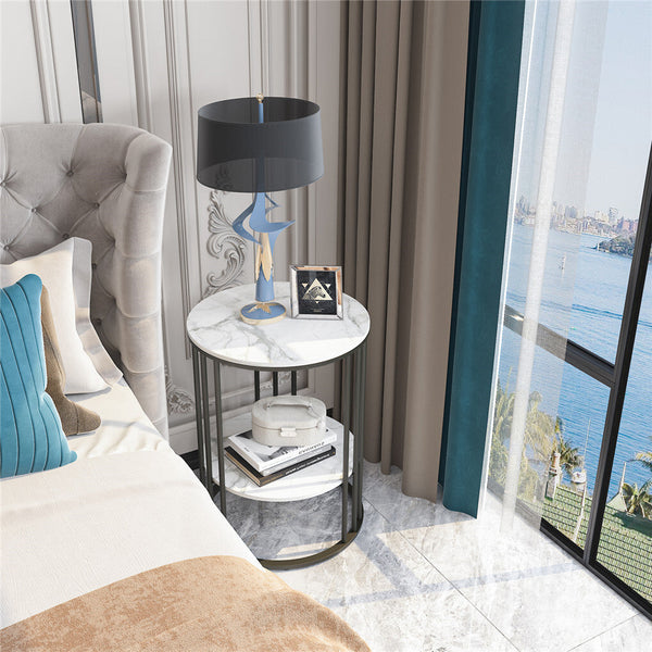 Solid Marble Sofa Side Coffee Table Bedside Storage Display Plant Stand Coffee Tables