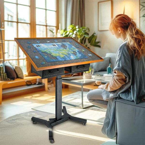 Jigsaw Puzzle Table With Tilt Drawers And Rolling Wheels Coffee Tables
