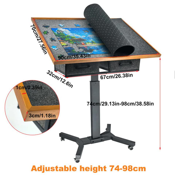 Jigsaw Puzzle Table With Tilt Drawers And Rolling Wheels Coffee Tables