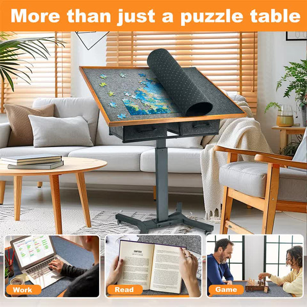 Jigsaw Puzzle Table With Tilt Drawers And Rolling Wheels Coffee Tables