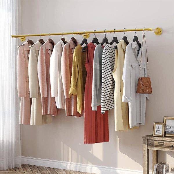 Gold Wall Mounted Clothes Rack A Strong Metal Garment Hanging Rail Garment Racks