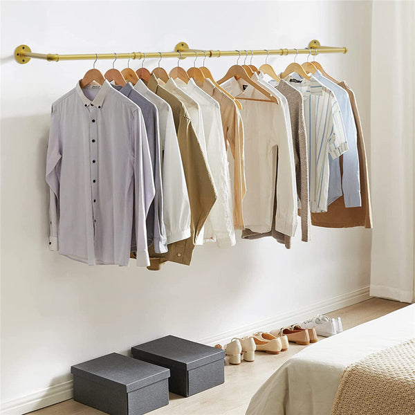 Gold Wall Mounted Clothes Rack A Strong Metal Garment Hanging Rail Garment Racks