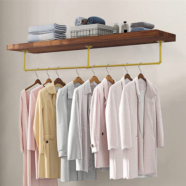 Gold Wall Mounted Clothes Rack A Strong Metal Garment Hanging Rail Garment Racks